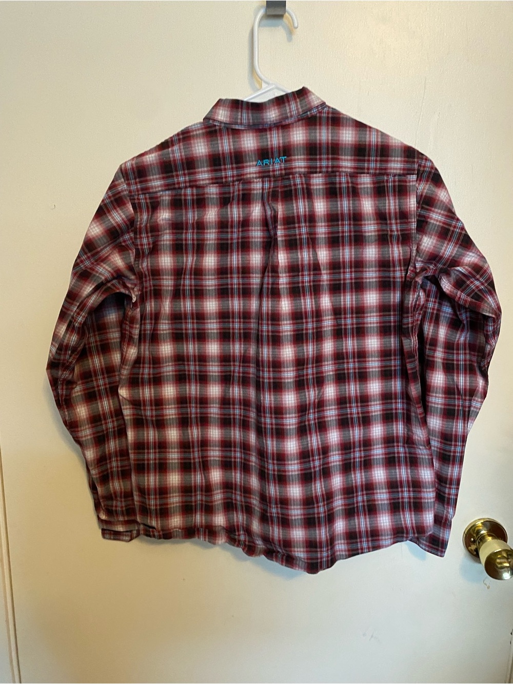 Ariat Boys Burgundy and White Plaid Button-Down Shirt